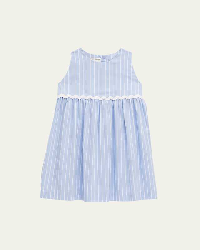 Girl's Pinstriped Bow-Tie Dress, Size 6M-10